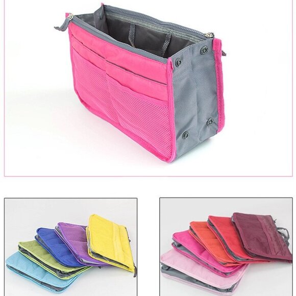 Organizer - Handbag / Purse Insert /Cosmetic Tote/ Black With Gray - NWT - Picture 9 of 10